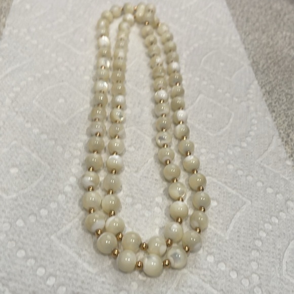 Vintage 14K Yellow Gold Pearl Bead Necklace with No Closure Measures 14.5 - Picture 2 of 5